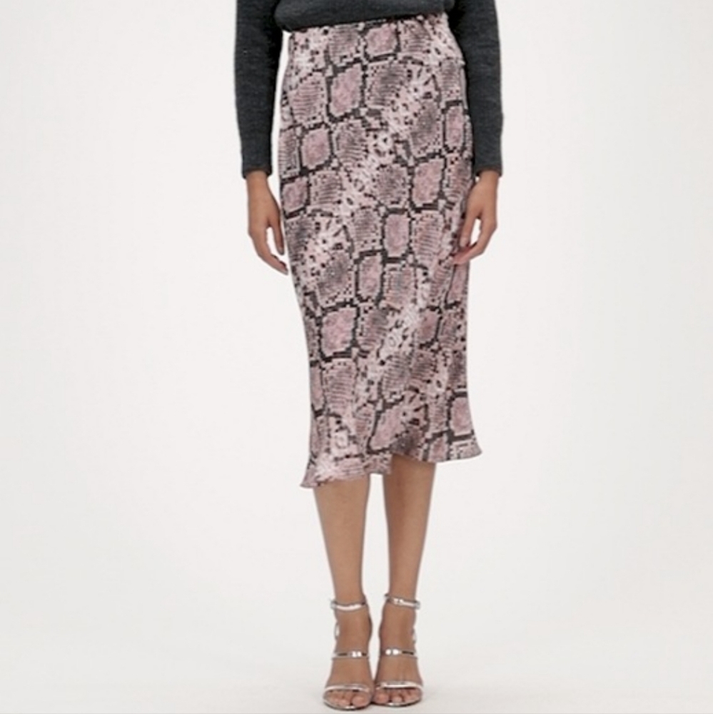 Banana Republic snake print midi skirt size small petite